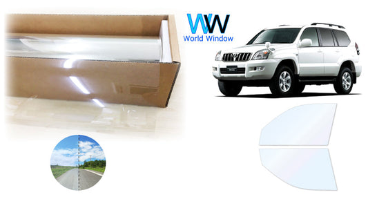 オーロラフィルム (ファインゴースト90) 遮熱フィルム 透過率90% トヨタ ランドクルーザープラド (VZJ120/121W/RZJ120W/KDJ120/121W/TRJ120W/GRJ120/121W) カット済みカーフィルム フロントドアセット オーロラタイプ ゴーストタイプ ホログラフィック