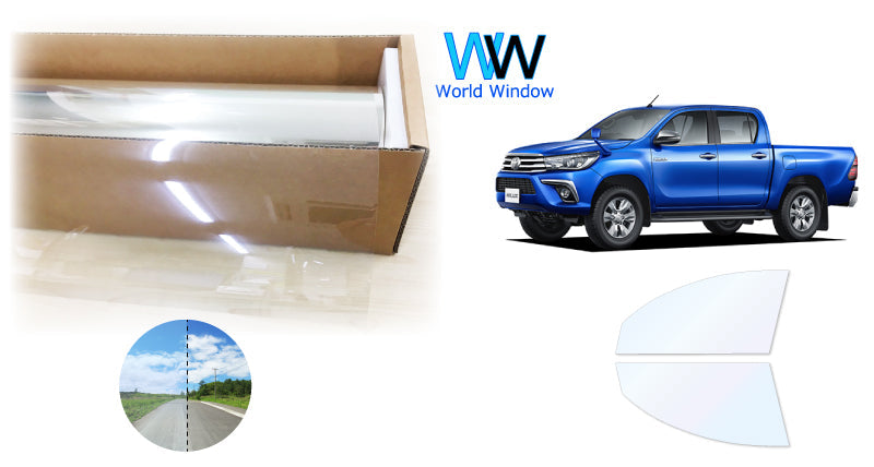 オーロラフィルム (ファインゴースト90) 遮熱フィルム 透過率90% トヨタ ハイラックス/ハイラックストラック (GUN125) カット済みカーフィルム フロントドアセット オーロラタイプ ゴーストタイプ ホログラフィック