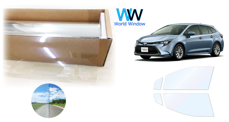 オーロラフィルム (ファインゴースト90) 遮熱フィルム 透過率90% トヨタ カローラ ツーリング ワゴン (NRE210W / ZRE212W / ZWE211W / ZWE214W) カット済みカーフィルム フロントドアセット オーロラタイプ ゴーストタイプ ホログラフィック