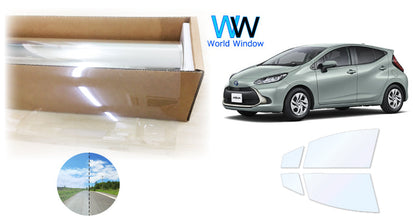 オーロラフィルム (ファインゴースト90) 遮熱フィルム 透過率90% トヨタ アクア(AQUA) (MXPK10/11/15/16) カット済みカーフィルム フロントドアセット オーロラタイプ ゴーストタイプ ホログラフィック