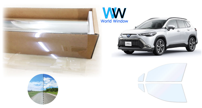 オーロラフィルム (ゴースト2ネオ89) 遮熱フィルム 透過率88.5% トヨタ カローラクロス (ZSG10/ZVG11/ZVG15) カット済みカーフィルム フロントドアセット オーロラタイプ ゴーストタイプ ホログラフィック