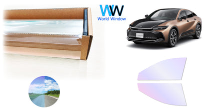 オーロラフィルム (グロウゴースト91) 遮熱フィルム 透過率90% トヨタ クラウンクロスオーバー (AZSH35/TZSH35)  カット済みカーフィルム フロントドアセット オーロラタイプ ゴーストタイプ ホログラフィック カメレオンフィルム