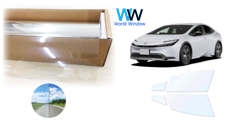 オーロラフィルム (ファインゴースト90) 遮熱フィルム 透過率90% トヨタ プリウス (60系 ZVW60/ZVW65/MXWH60/MXWH65) カット済みカーフィルム フロントドアセット オーロラタイプ ゴーストタイプ ホログラフィック