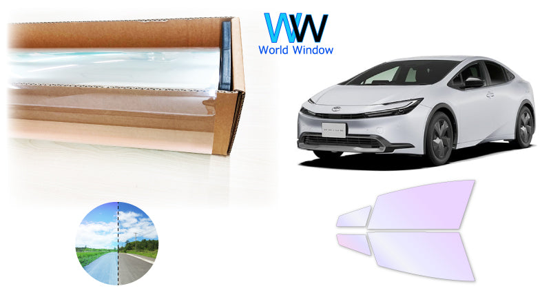 オーロラフィルム (グロウゴースト91) 遮熱フィルム 透過率90% トヨタ プリウス (60系 ZVW60/ZVW65/MXWH60/MXWH65) カット済みカーフィルム フロントドアセット オーロラタイプ ゴーストタイプ ホログラフィック カメレオンフィルム