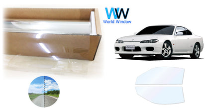 オーロラフィルム (ファインゴースト90) 遮熱フィルム 透過率90% ニッサン シルビア (S15) カット済みカーフィルム フロントドアセット オーロラタイプ ゴーストタイプ ホログラフィック