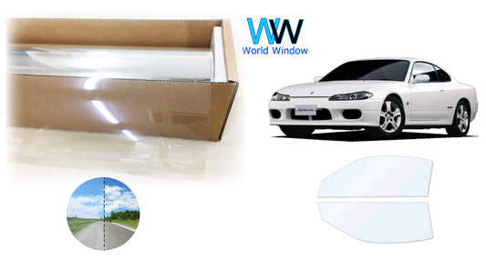 オーロラフィルム (ファインゴースト90) 遮熱フィルム 透過率90% ニッサン シルビア (S15) カット済みカーフィルム フロントドアセット オーロラタイプ ゴーストタイプ ホログラフィック