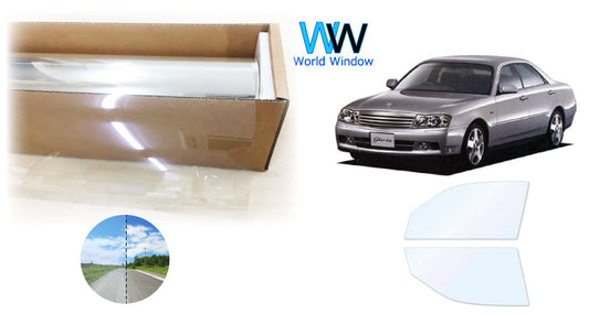 オーロラフィルム (ファインゴースト90) 遮熱フィルム 透過率90% ニッサン セドリック/グロリア（ハードトップ） (MY34/HY34/ENY34) カット済みカーフィルム フロントドアセット オーロラタイプ ゴーストタイプ ホログラフィック