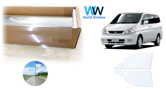 オーロラフィルム (ファインゴースト90) 遮熱フィルム 透過率90% ニッサン セレナ (VNC24/VC24/PNC24/PC24/TNC24/TC24/RC24) カット済みカーフィルム フロントドアセット オーロラタイプ ゴーストタイプ ホログラフィック