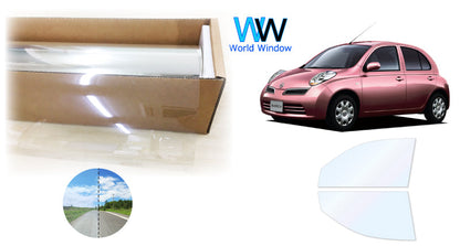 オーロラフィルム (ゴースト2ネオ89) 遮熱フィルム 透過率88.5% ニッサン マーチ (K12/AK12/BK12/BNK12/YK12)  カット済みカーフィルム フロントドアセット オーロラタイプ ゴーストタイプ ホログラフィック