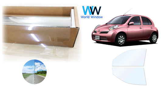 オーロラフィルム (ゴースト2ネオ89) 遮熱フィルム 透過率88.5% ニッサン マーチ (K12/AK12/BK12/BNK12/YK12)  カット済みカーフィルム フロントドアセット オーロラタイプ ゴーストタイプ ホログラフィック