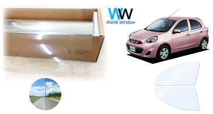 オーロラフィルム (ファインゴースト90) 遮熱フィルム 透過率90% ニッサン マーチ (K13/NK13) カット済みカーフィルム フロントドアセット オーロラタイプ ゴーストタイプ ホログラフィック