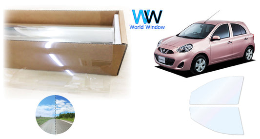 オーロラフィルム (ファインゴースト90) 遮熱フィルム 透過率90% ニッサン マーチ (K13/NK13) カット済みカーフィルム フロントドアセット オーロラタイプ ゴーストタイプ ホログラフィック