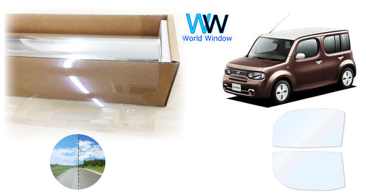 オーロラフィルム (ファインゴースト90) 遮熱フィルム 透過率90% ニッサン キューブ (Z12/NZ12)  カット済みカーフィルム フロントドアセット オーロラタイプ ゴーストタイプ ホログラフィック