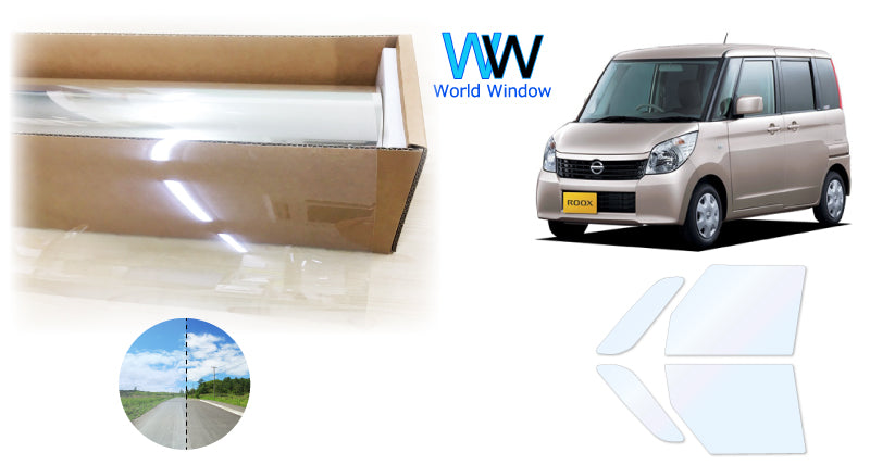 オーロラフィルム (ファインゴースト90) 遮熱フィルム 透過率90% ニッサン ルークス (ML21S) カット済みカーフィルム フロントドアセット オーロラタイプ ゴーストタイプ ホログラフィック