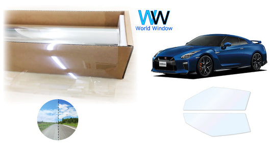 オーロラフィルム (ファインゴースト90) 遮熱フィルム 透過率90% ニッサン GT-R (R35) カット済みカーフィルム フロントドアセット オーロラタイプ ゴーストタイプ ホログラフィック