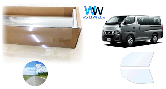 オーロラフィルム (ファインゴースト90) 遮熱フィルム 透過率90%  ニッサン NV350 キャラバン (CW4E26/CS4E26/CW8E26/KS4E26/VW6E26/VR2E26/KS2E26CW4E26/DS4E26/DW4E26/DS8E26)  カット済みカーフィルム フロントドアセット オーロラタイプ ゴーストタイプ ホログラフィック