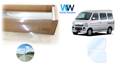 オーロラフィルム (アイスブルー91) 遮熱フィルム 透過率90.5% マツダ スクラムワゴン (DG52V/DG52W/DH52V/DG62V/DG62W) カット済みカーフィルム フロントドアセット オーロラタイプ ゴーストタイプ ホログラフィック