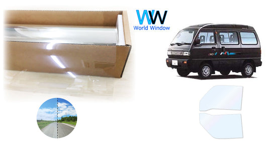 オーロラフィルム (ファインゴースト90) 遮熱フィルム 透過率90% マツダ スクラム (DL51V/DM51V) カット済みカーフィルム フロントドアセット オーロラタイプ ゴーストタイプ ホログラフィック