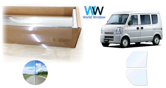 オーロラフィルム (ゴースト2ネオ89) 遮熱フィルム 透過率88.5%  スズキ エブリイバン (DA64V) カット済みカーフィルム フロントドアセット オーロラタイプ ゴーストタイプ ホログラフィック