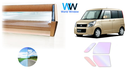 オーロラフィルム (グロウゴースト91) 遮熱フィルム 透過率90% スズキ パレット (MK21S) カット済みカーフィルム フロントドアセット オーロラタイプ ゴーストタイプ ホログラフィック カメレオンフィルム