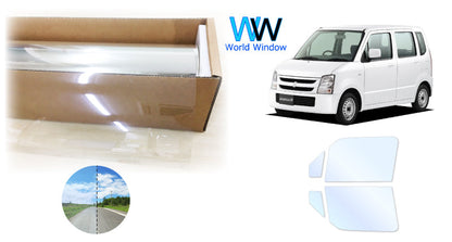 オーロラフィルム (アイスブルー91) 遮熱フィルム 透過率90.5% スズキ ワゴンR/ワゴンRスティングレー (MH21S/MH22S) カット済みカーフィルム フロントドアセット オーロラタイプ ゴーストタイプ ホログラフィック