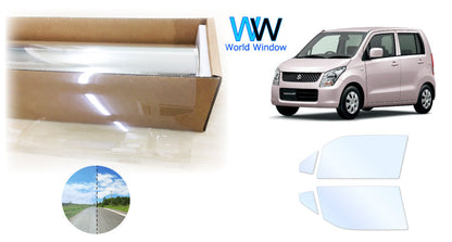 オーロラフィルム (アイスブルー91) 遮熱フィルム 透過率90.5% スズキ ワゴンＲ/ワゴンＲスティングレー (MH23S) カット済みカーフィルム フロントドアセット オーロラタイプ ゴーストタイプ ホログラフィック