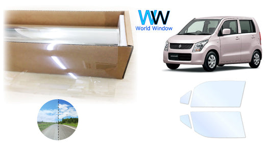 オーロラフィルム (アイスブルー91) 遮熱フィルム 透過率90.5% スズキ ワゴンＲ/ワゴンＲスティングレー (MH23S) カット済みカーフィルム フロントドアセット オーロラタイプ ゴーストタイプ ホログラフィック