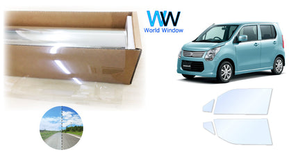 オーロラフィルム (アイスブルー91) 遮熱フィルム 透過率90.5% スズキ ワゴンR / ワゴンRスティングレー (MH34S/MH44S)  カット済みカーフィルム フロントドアセット オーロラタイプ ゴーストタイプ ホログラフィック