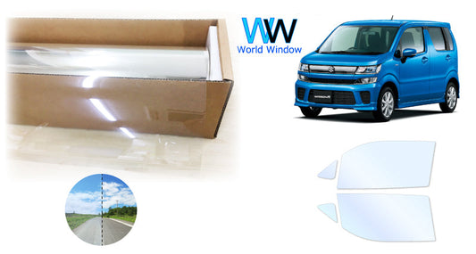 オーロラフィルム (アイスブルー91) 遮熱フィルム 透過率90.5% スズキ ワゴンR / ワゴンRスティングレー (MH35S/MH55S) カット済みカーフィルム フロントドアセット オーロラタイプ ゴーストタイプ ホログラフィック