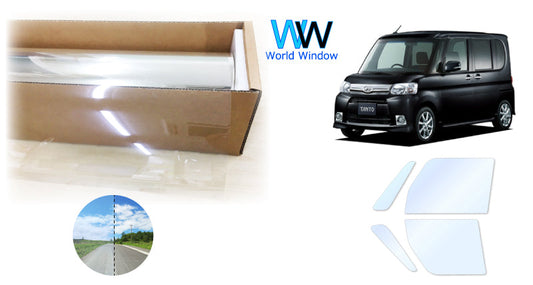 オーロラフィルム (アイスブルー91) 遮熱フィルム 透過率90.5% ダイハツ タント/タントカスタム (L375S/L385S) カット済みカーフィルム フロントドアセット オーロラタイプ ゴーストタイプ ホログラフィック