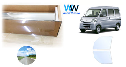 オーロラフィルム (アイスブルー91) 遮熱フィルム 透過率90.5% ダイハツ ハイゼット/ハイゼットカーゴ (S320G/S320V/S330G/S330V/S321V/S331V) カット済みカーフィルム フロントドアセット オーロラタイプ ゴーストタイプ ホログラフィック