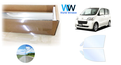 オーロラフィルム (アイスブルー91) 遮熱フィルム 透過率90.5% ダイハツ タントエグゼ (L455S/L465S) カット済みカーフィルム フロントドアセット オーロラタイプ ゴーストタイプ ホログラフィック