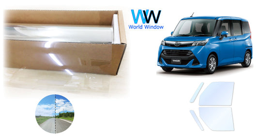 オーロラフィルム (アイスブルー91) 遮熱フィルム 透過率90.5% ダイハツ トール / トールカスタム (M900S / M910S) カット済みカーフィルム フロントドアセット オーロラタイプ ゴーストタイプ ホログラフィック