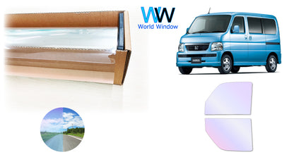 オーロラフィルム (グロウゴースト91) 遮熱フィルム 透過率90%  ホンダ バモス (HM1/HM2) カット済みカーフィルム フロントドアセット オーロラタイプ ゴーストタイプ ホログラフィック カメレオンフィルム