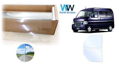 オーロラフィルム (アイスブルー91) 遮熱フィルム 透過率90.5% ホンダ バモスホビオ (HM3/MH4/HJ1/HJ2)  カット済みカーフィルム フロントドアセット オーロラタイプ ゴーストタイプ ホログラフィック