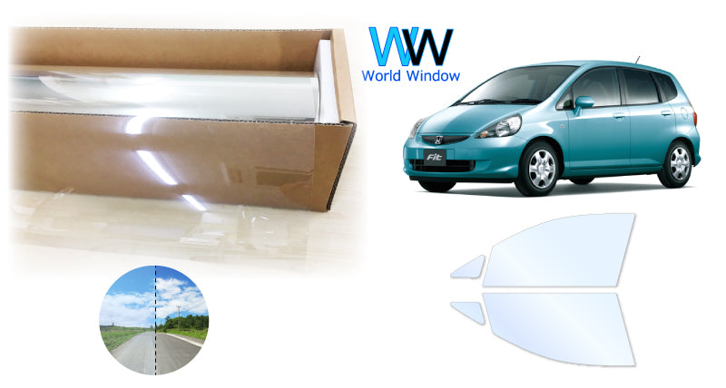 オーロラフィルム (アイスブルー91) 遮熱フィルム 透過率90.5% ホンダ フィット (GD1/GD2/GD3/GD4) カット済みカーフィルム フロントドアセット オーロラタイプ ゴーストタイプ ホログラフィック