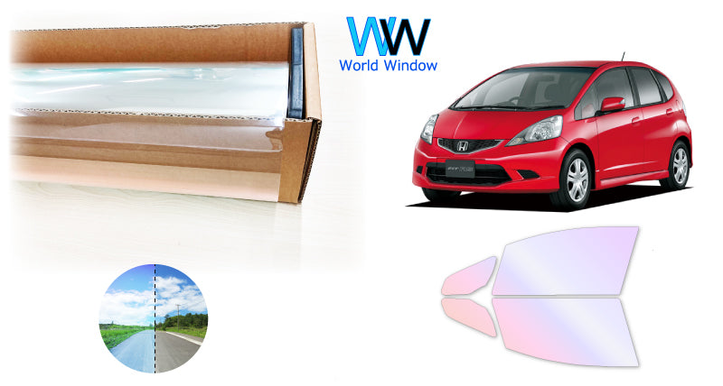 オーロラフィルム (グロウゴースト91) 遮熱フィルム 透過率90% ホンダ フィット (GE6/GE7/GE8/GE9 / GP1（ハイブリッド）)  カット済みカーフィルム フロントドアセット オーロラタイプ ゴーストタイプ ホログラフィック カメレオンフィルム