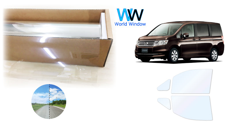 オーロラフィルム (ファインゴースト90) 遮熱フィルム 透過率90%  ホンダ ステップワゴン (RK1/RK2/RK3/RK4/RK5/RK6/RK7)  カット済みカーフィルム フロントドアセット オーロラタイプ ゴーストタイプ ホログラフィック