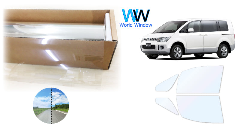 オーロラフィルム (ファインゴースト90) 遮熱フィルム 透過率90%  ミツビシ デリカD:5 (CV1W/CV2W/CV5W/CV4W) カット済みカーフィルム フロントドアセット オーロラタイプ ゴーストタイプ ホログラフィック