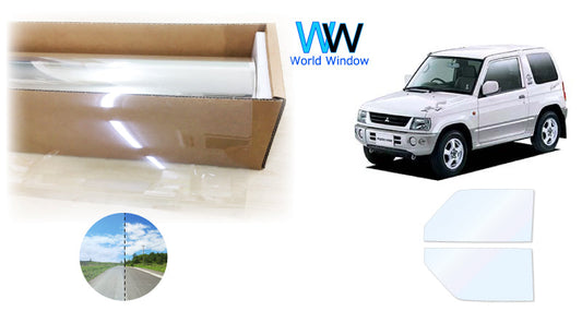 オーロラフィルム (ファインゴースト90) 遮熱フィルム 透過率90%  ミツビシ パジェロミニ　後期 (H53A/H58A) カット済みカーフィルム フロントドアセット オーロラタイプ ゴーストタイプ ホログラフィック