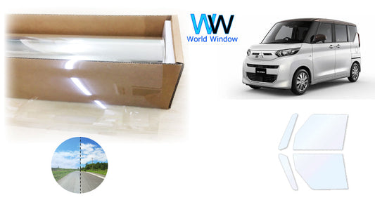 オーロラフィルム (ファインゴースト90) 遮熱フィルム 透過率90% ミツビシ ekクロススペース (B34A/B35A/B37A/B38A) カット済みカーフィルム フロントドアセット オーロラタイプ ゴーストタイプ ホログラフィック