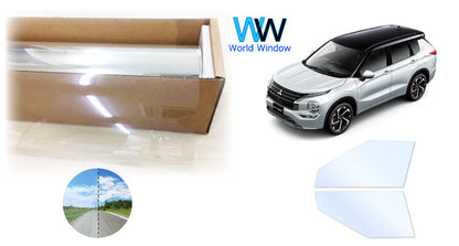 オーロラフィルム (アイスブルー91) 遮熱フィルム 透過率90.5% ミツビシ アウトランダー PHEV (GN0W) カット済みカーフィルム フロントドアセット オーロラタイプ ゴーストタイプ ホログラフィック