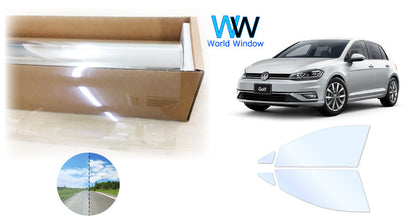 オーロラフィルム (アイスブルー91) 遮熱フィルム 透過率90.5% フォルクス・ワーゲン ゴルフ7 VII (AUCJZ/AUCPT 5G型) カット済みカーフィルム フロントドアセット オーロラタイプ ゴーストタイプ ホログラフィック