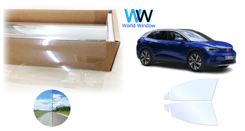 オーロラフィルム (アイスブルー91) 遮熱フィルム 透過率90.5% フォルクス・ワーゲン ＩＤ．４ (E2EBJ) カット済みカーフィルム フロントドアセット オーロラタイプ ゴーストタイプ ホログラフィック