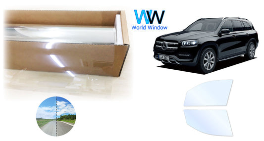 オーロラフィルム (アイスブルー91) 遮熱フィルム 透過率90.5% メルセデス GLS (X167) カット済みカーフィルム フロントドアセット オーロラタイプ ゴーストタイプ ホログラフィック