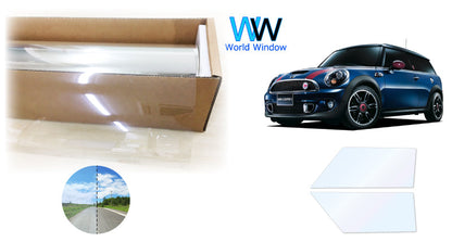 オーロラフィルム (ファインゴースト90) 遮熱フィルム 透過率90%  MINI (ミニ) クラブマン R55 (R55 ML16/MM16/MMJCW/ZG16/ZF16/MHJCW)  カット済みカーフィルム フロントドアセット オーロラタイプ ゴーストタイプ ホログラフィック