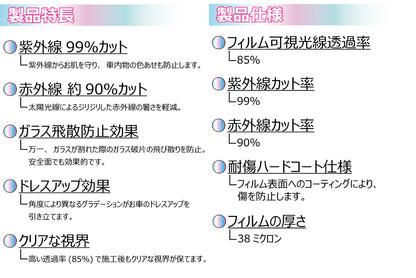 遮熱機能付 オーロラフィルム(サイレントタイプ) 透過率85％ トヨタ  ウィッシュ (ANE10G/ANE11W/ZNE10G/ZNE14G) カット済みカーフィルム フロントドアセット オーロラタイプ ゴーストタイプ ホログラフィック