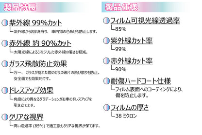 遮熱機能付 オーロラフィルム(サイレントタイプ) 透過率85％ トヨタ ノア (NOAH) (80系 ZRR80G/ZRR80W/ZWR80G/ZRR85G/ZRR85W) カット済みカーフィルム フロントドアセット オーロラタイプ ゴーストタイプ ホログラフィック